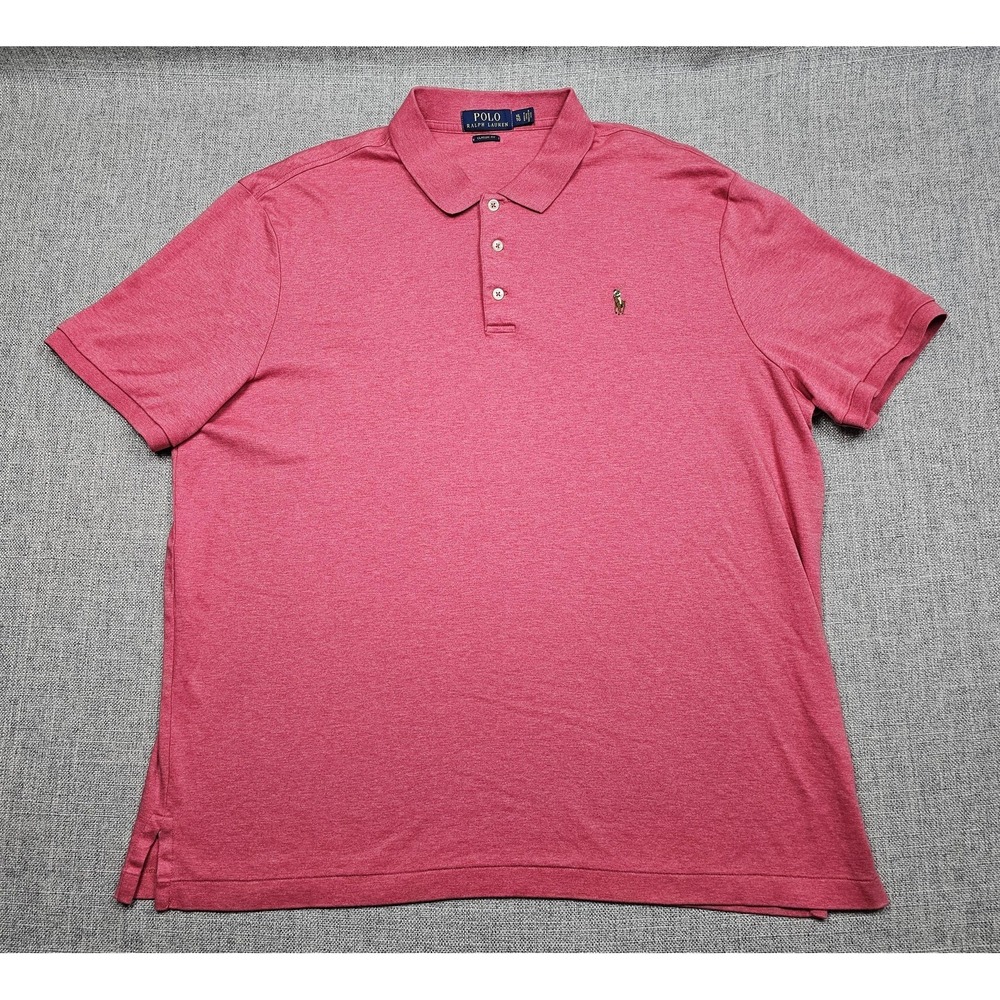 Polo Ralph Lauren Polo Shirt Mens XL Pink Classic Fit Cotton Short Sleeve‎